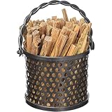 Oakestry Freestanding Fatwood Caddy Basket Twisted Rope Designed Graphite Lumber Storage Organizer Indoor Firewood Carrier and Wood Container Graphite
