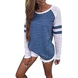 camicetta da donna a maniche lunghe con giunzione top estiva alla moda maglietta da donna camicetta da donna camicie casual, blu, l