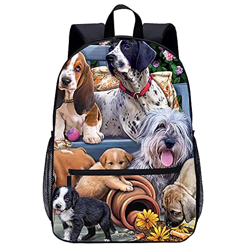 Sac à dos mode imprimé 3D motif chien grand format 45cm pour homme femme et enfant