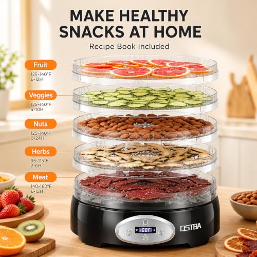 OSTBA Food Dehydrator, 5 BPA-Free Trays, Adjustable Temp, 48H Timer, 420W - Image 3