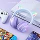 PHNIXGAM Wireless Bluetooth Kopfhörer für Kinder, mit 3,5mm verdrahtetem Modus nur für Audio, Faltbarer Kopfhörer mit Mikrofon, RGB Licht, für Schule Gaming, Kompatibel mit Handys PC Table (Lila)