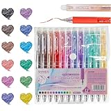 WUXIPREP Bolígrafos retráctiles de gel borrables, punta fina de 0,7 mm, bolígrafos de escritura suave, bonitos bolígrafos para escribir, diario, tomar notas, escuela, oficina, hogar (12 colores)