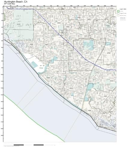 Amazon.com: ZIP Code Wall Map of Huntington Beach, CA ZIP Code Map ...