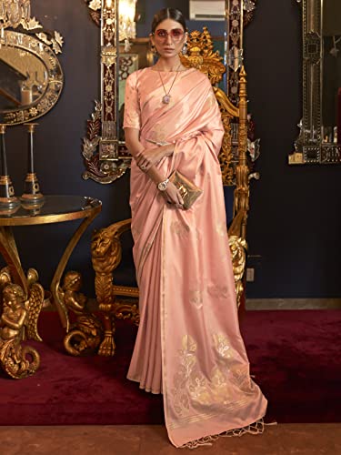 AKHILAM peach banarasi silk saree in pure silk – image 4