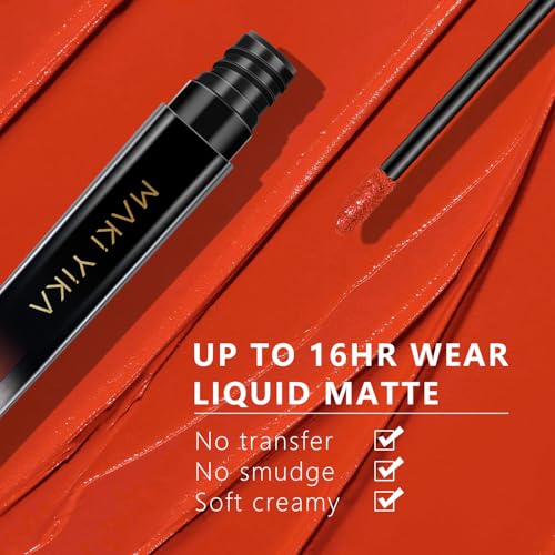 Image of MAKI YIKA Orange Lipstick Liquid for Women ColorStay Long Lasting Lipsticks
