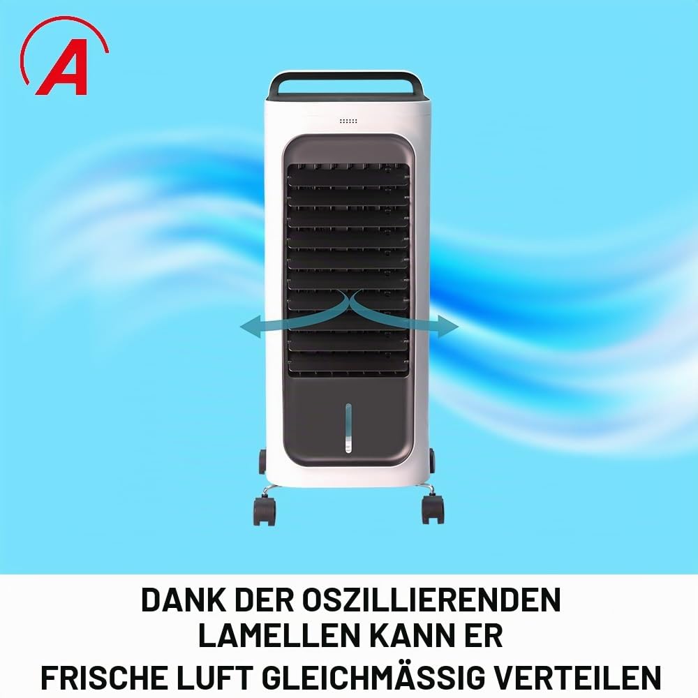 ARDES - ARCF02 Kühl- und Wärmezirkulator TAO mit Fernbedienung, Touch Controls und Display - 3-stufiger Verdunstungskühler mit Lamellenoszillation und Staubfilter - Transportierbar