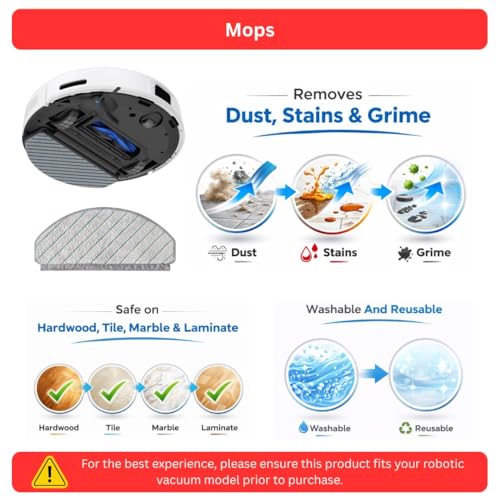 Image of Replenishment Kit | Compatible with Ecovacs Deebot N30 White Robot Vacuum | Main Roller Brush, 2 Side Brushes, 2 Filters & 2 Mops
