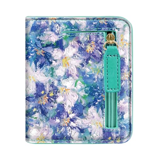Image of Small Womens Wallet Thin Credit Card Holder Pocket Mini Purse | Compact Women Slim RFID Blocking Wallets Bifold Ladies Pocket Card Holders for Travel & Daily Use, Blue Floral