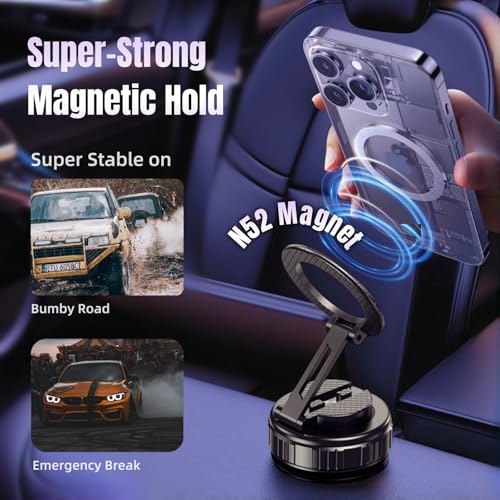 GEYUTHS Magnetic Vacuum Car Phone Holder with Strong Suction Cup 360 Adjustable Foldable - image 4