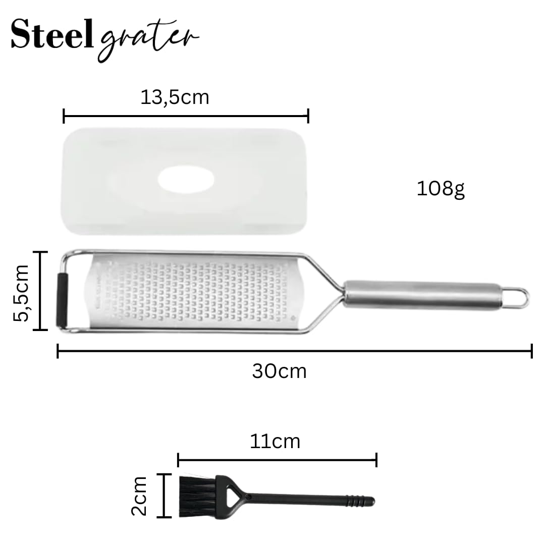 STEELGRATER -Käsereibe,Parmesanreibe,Zitronenreibe mit großer und scharfer Reibeoberfläche aus Premium 100% Edelstahl Stainless Steel rutschfest Robust und Spülmaschinengeeignet