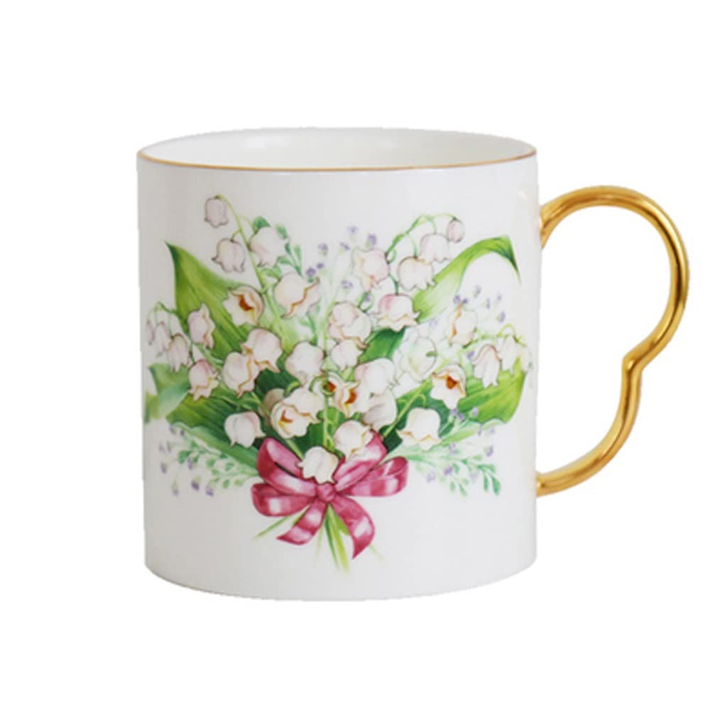 Becher Becher Knochenporzellan Home Teetasse Paar Kaffeetasse Kreatives Blumen- und Vogelmuster Nachmittagsteetasse Kaffeetasse (Farbe: E)
