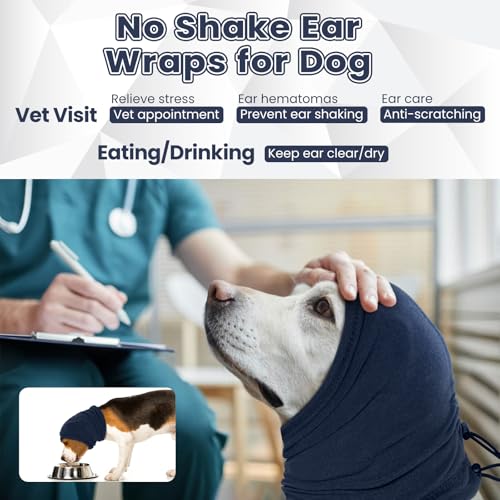 Image of Nanaki Dog Calming Hoodie-No Shake Hematomas Ear Wraps Cover, Adjustable Dog Snood Ear Muffs Protector for Noise Protection, Anxiety Relief, Fireworks, Grooming, Bathing, 4th of July