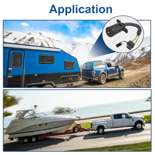 Image of 7 Pin to 4 Pin Trailer Adapter 7 Way Blade to 4 Way Flat Trailer Light Connector Adapter,Single-Function 7 Way to 4 Way Trailer for RV Truck