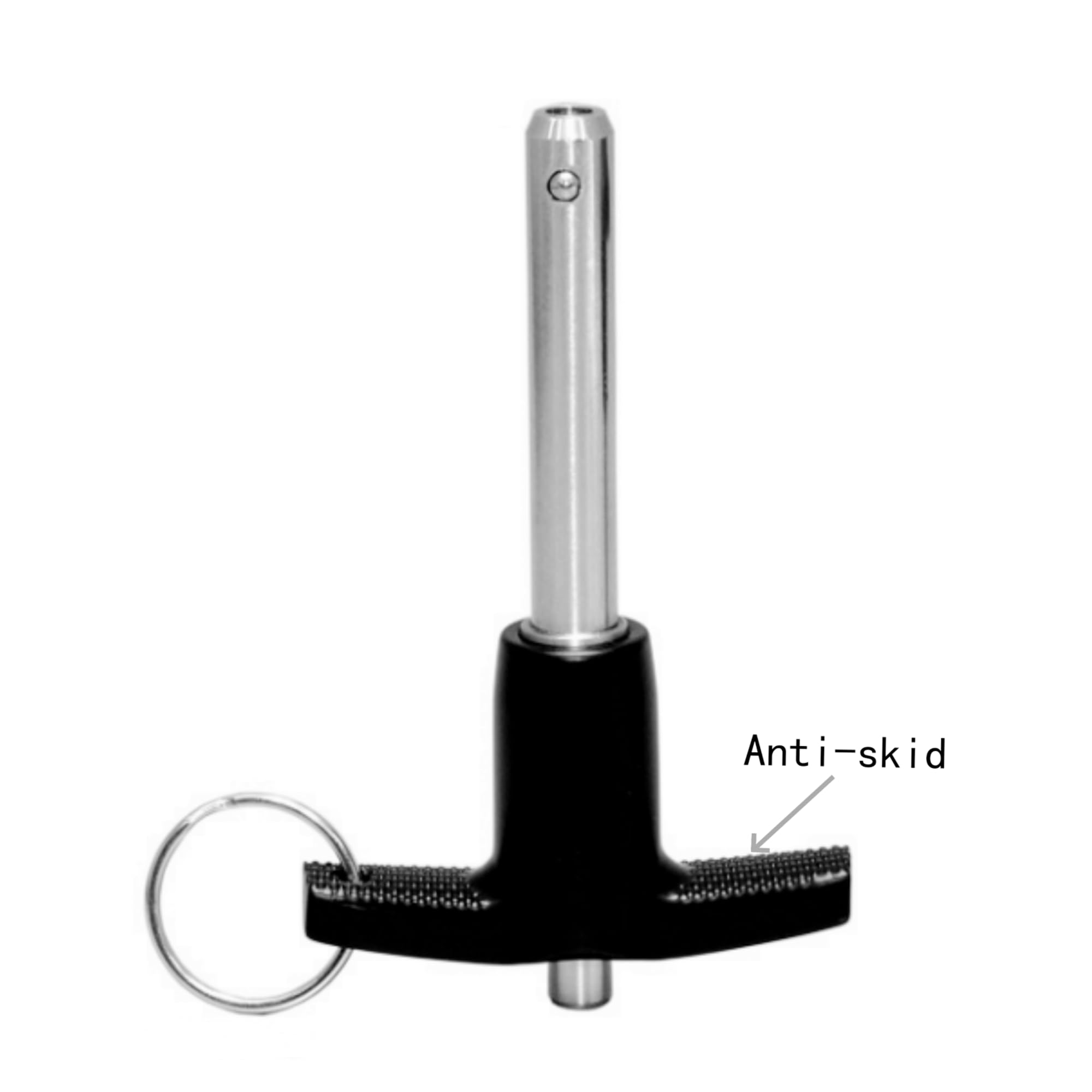 Pasadores de bloqueo de acero inoxidable 304 con botón de liberación rápida, mango en T, diámetro del pin 5/8 pulgadas (16 mm). Longitud de uso: 80 mm con cable de cordón (2 unidades, especificaciones