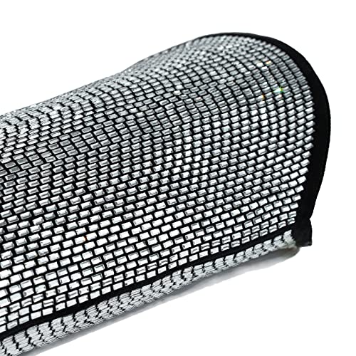 Gradinery Mirrored Rhinestone Cowboy Boots With Chunky Silver Heels Knee High Boots That Sparkle And Shine Womens Western Dance Parties And The Party4