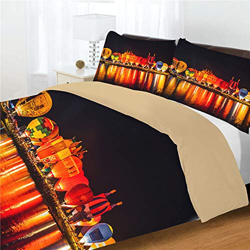 Housse de couette 220x240 cm avec taies et drap imprimés 3D style léger