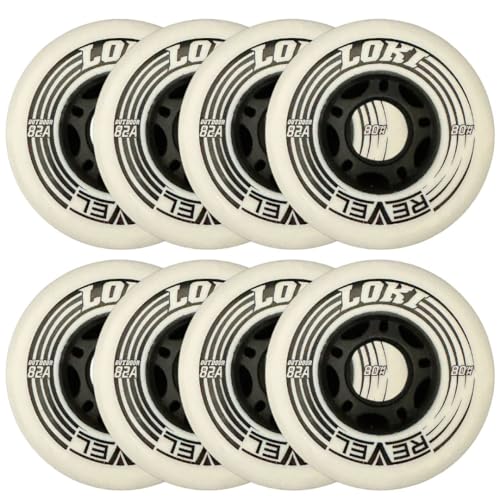 Alkali Hilo 4-76MM/4-80MM Outdoor Inline Roller Hockey Wheels Revel Cele 8 Pack - 82A