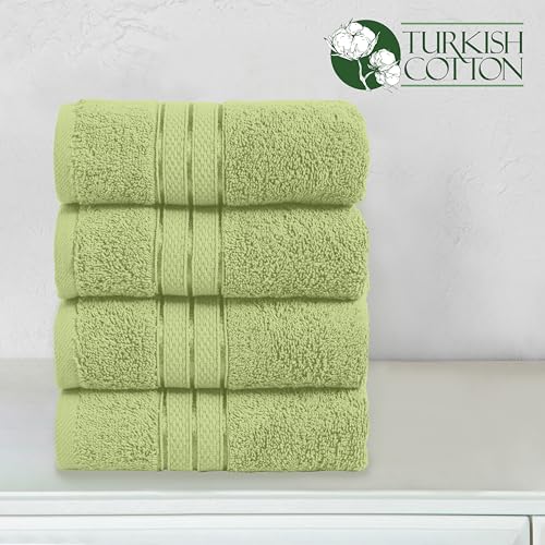 Image of Elegant Comfort Three Line Popcorn Towel Set for Bathroom 16 x 28 inches, Premium Hotel Quality 4-Pack Hand Towels, 100% Turkish Cotton, Soft and Durable, Quick Dry and Highly Absorbent, Sage Green