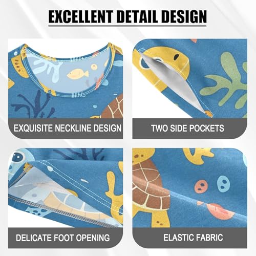 ALAZA Sea Turtle Fish Coral Reef Pajamas Short Sleeve 2 Piece Sleepwear Top and Bottom Pajama Set Unisex4