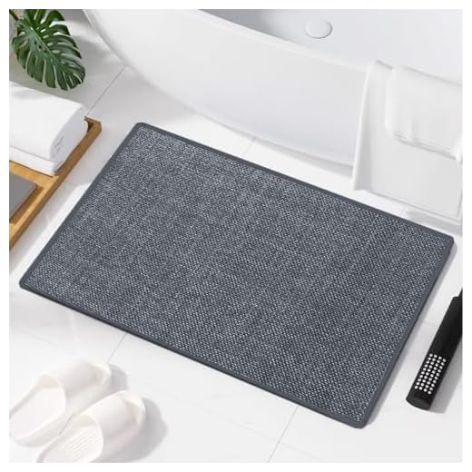 LeKuni Tapis De Bain Antidérapant 60X40cm, Tapis Salle De Bain Ultra Fin Absorbant, Tapis De Douche Séchage Rapide, Tapis De Sortie De Douche, Tapis Antidérapant Cuisine, Gris foncé