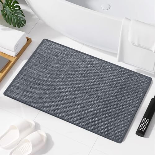 LeKuni Tapis de Bain Antidérapant 60X40cm Ultra Fin Absorbant, de Douche Séchage Rapide et Sortie de Douche, Antidérapant Cuisine - Gris Foncé