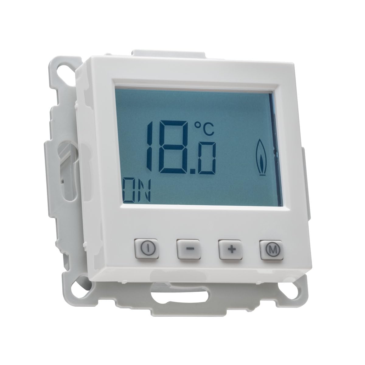 Halmburger digital Raumthermostat ERD55rg, großes Display inkl. Busch Jäger Balance SI 1-Fach Rahmen 1721-914, alpinweiß Glanz für Fußbodenheizung Stellantriebe 230V stromlos geschlossen (NC)