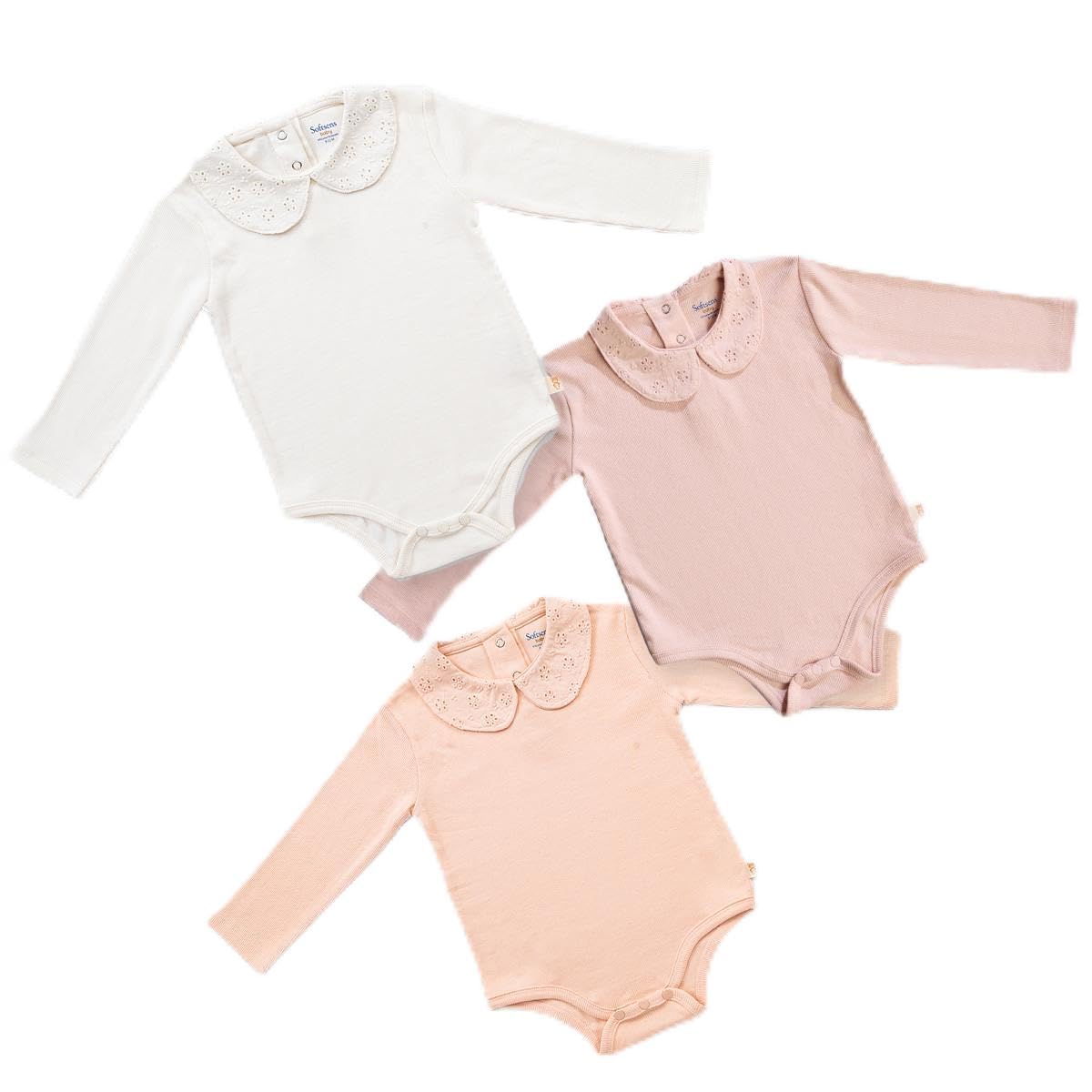 3 Pack Peter Pan Collar Bodysuit (Peach Melba, Rose Quartz, Ivory)-image-34