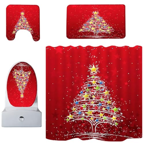 Alfombra navideña con funda para asiento de inodoro ideal para tu baño 2