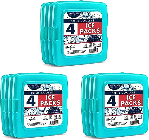 Image of Cool Coolers by Fit + Fresh, Reusable & Long-Lasting Slim Ice Packs, Cold Packs for Lunch Boxes, Ice Packs for Lunch Bags, Green 12 Pack
