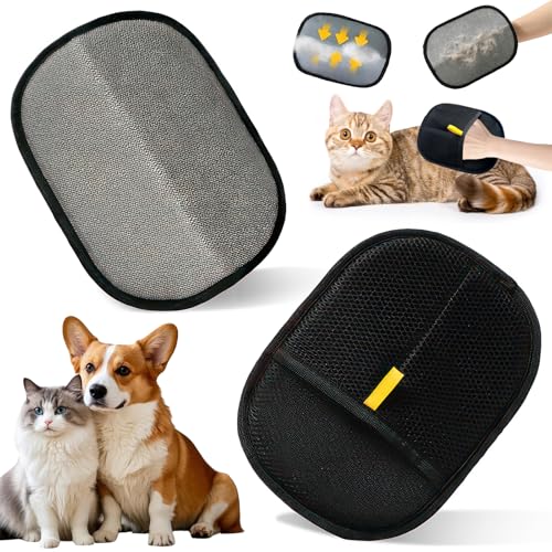 MegiaExist Fellmagnet Handschuhe Doppelseitig für Hunde & Katzen – Atmungsaktive Haustierhaarentferner mit Anti-Statik-Funktion, Wiederverwendbar zur Fellpflege im Alltag(2 pcs)