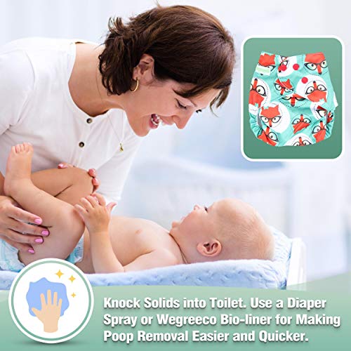 Image of wegreeco Cloth Diapers 6 Pack with 6 Inserts, Washable Cloth Diapers for Babies, One Size Adjustable Reusable (Girl Prints + 1 Wet Bag)