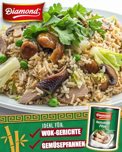 DIAMOND Reisstrohpilze, ganze eingelegte Pilze mit dezenten Geschmack für asiatische Gerichte - 1 x 425 g