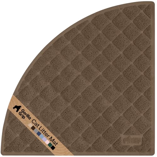 Image of Gorilla Grip Durable Cat Litter Mat, XL Jumbo, No Phthalate, Water Resistant, Traps Litter from Box and Cats, Scatter Control, Soft on Kitty Paws, Easy Clean Mats (Corner: Brown)
