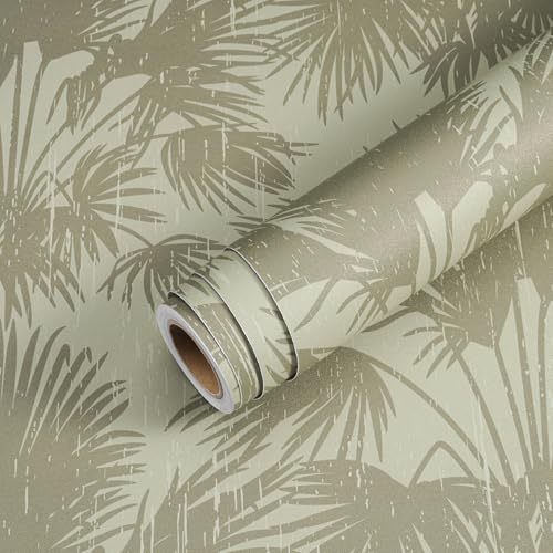 Papel tapiz de hojas de palma verde para cocina y salón estilo vintage tropical Livelynine 8