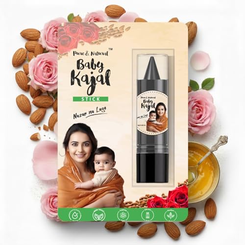 Image of Sai Baby Kajal Stick for Newborn 2.7g | 100% Natural & Chemical-Free | Dermatologically Tested & Safe for Babies Sensitive Eyes| Organic Ayurvedic Formulation infused with Desi Cow Ghee & Herbal Oils | Smudge-Proof & Water-Resistant | Safe for Newborns & Kids (Pack Of 1)