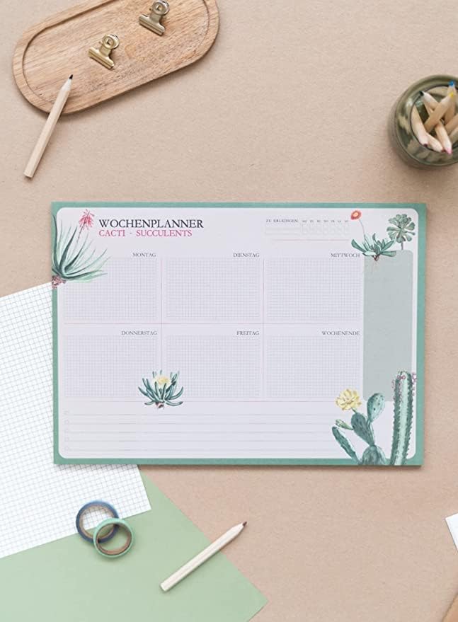 Grupo Erik Weekly Planner A4 In German - Botanical Cacti - Image 4