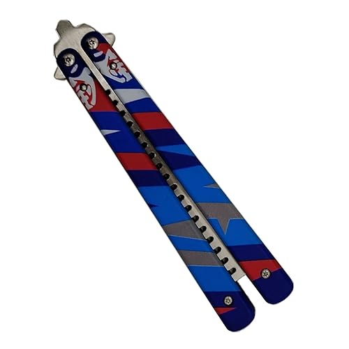 Miniatura 7 de Peine de mariposa de impresión en color 3D, estilo táctico de acero inoxidable plegable mariposa-abierto (azul)