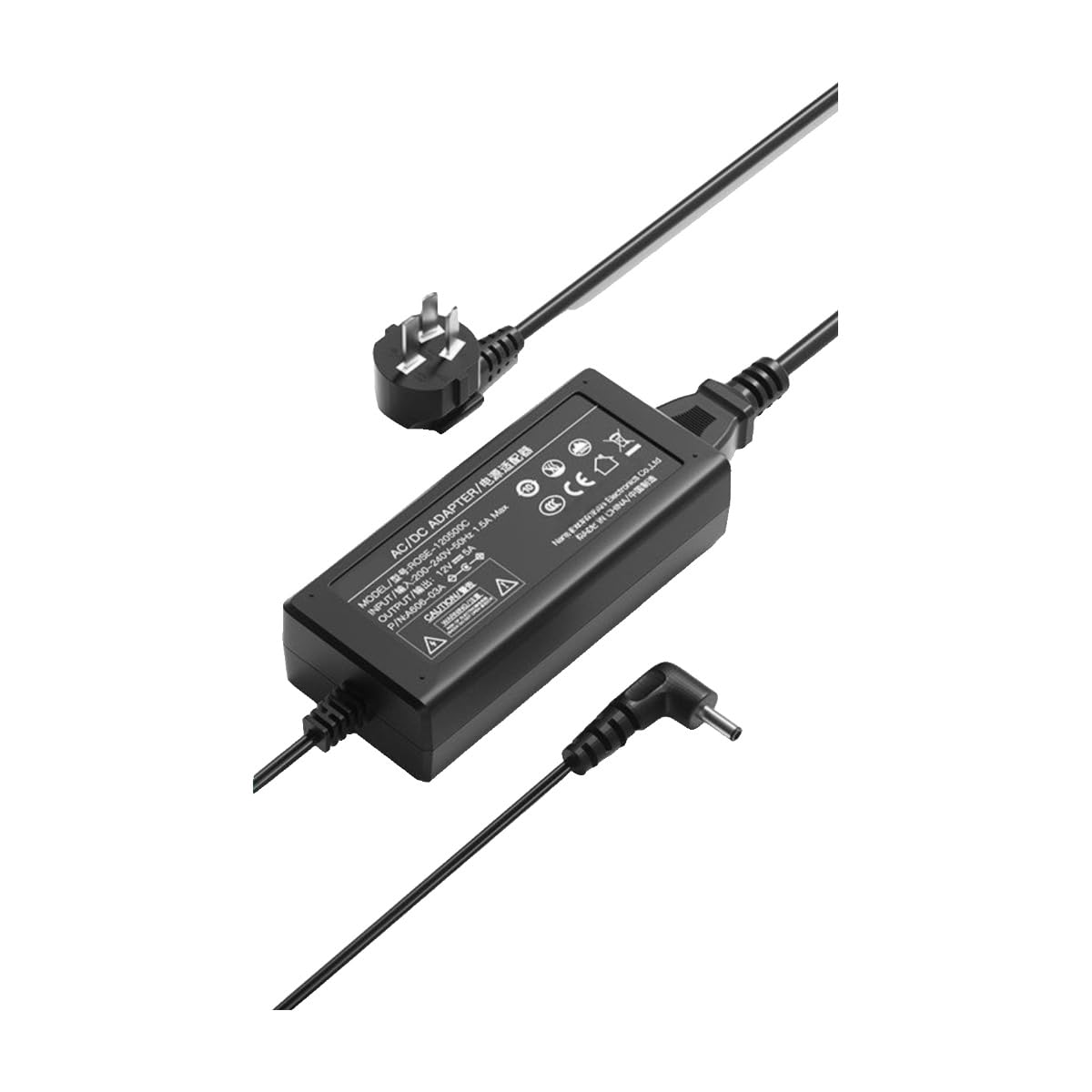 Adaptateur Secteur 12V 5A DC 5,5x2,5mm Coudé 2,5m