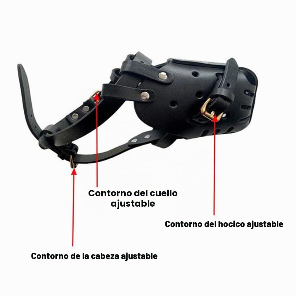 Bozal para Perros para Pastor Alemán Malinois, Protector Bucal de Cuero para Perros para Morder, Masticar, Acicalamiento, para Perros Medianos y Grandes, Negro - 35 * 50 cm