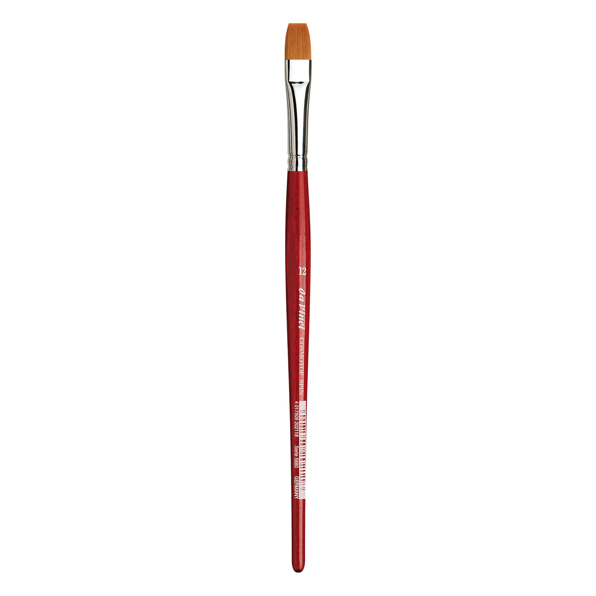da Vinci Watercolor Series 5880 CosmoTop Spin Paint Brush, Flat Synthetic with Red Handle, Size 12 (5880-12)