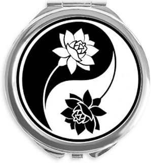 Culture Black White Pattern Hand Compact Mirror Round Portable Pocket Glass