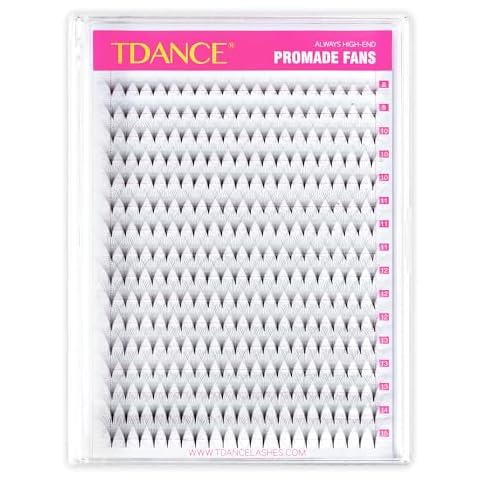 TDANCE Premade Fans Eyelash Extensions 320 Fans Pre Made Fans Lash Extensions Middle Stem Heat Bonded Premade Lash Fans Volume Lash Extensions(320-10D-0.03-C-8-15mm) Cover