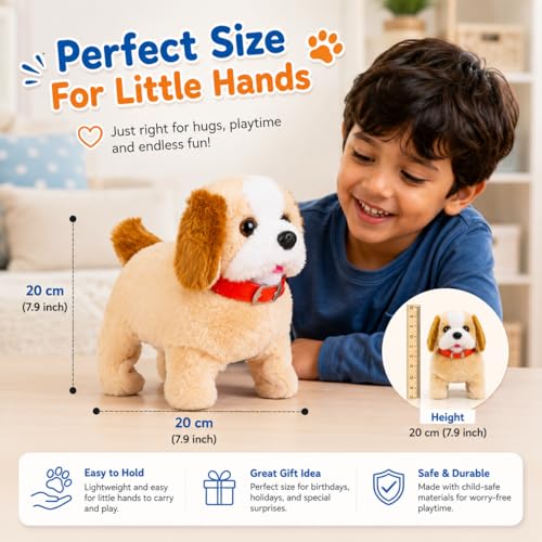 Image of Monex Stationary Walking & Jumping Puppy Toy for Kids | Battery Operated Plush Dog with Barking Sound, Moving Legs & Back Flip Action | Interactive Soft Toy Gift for Boys & Girls