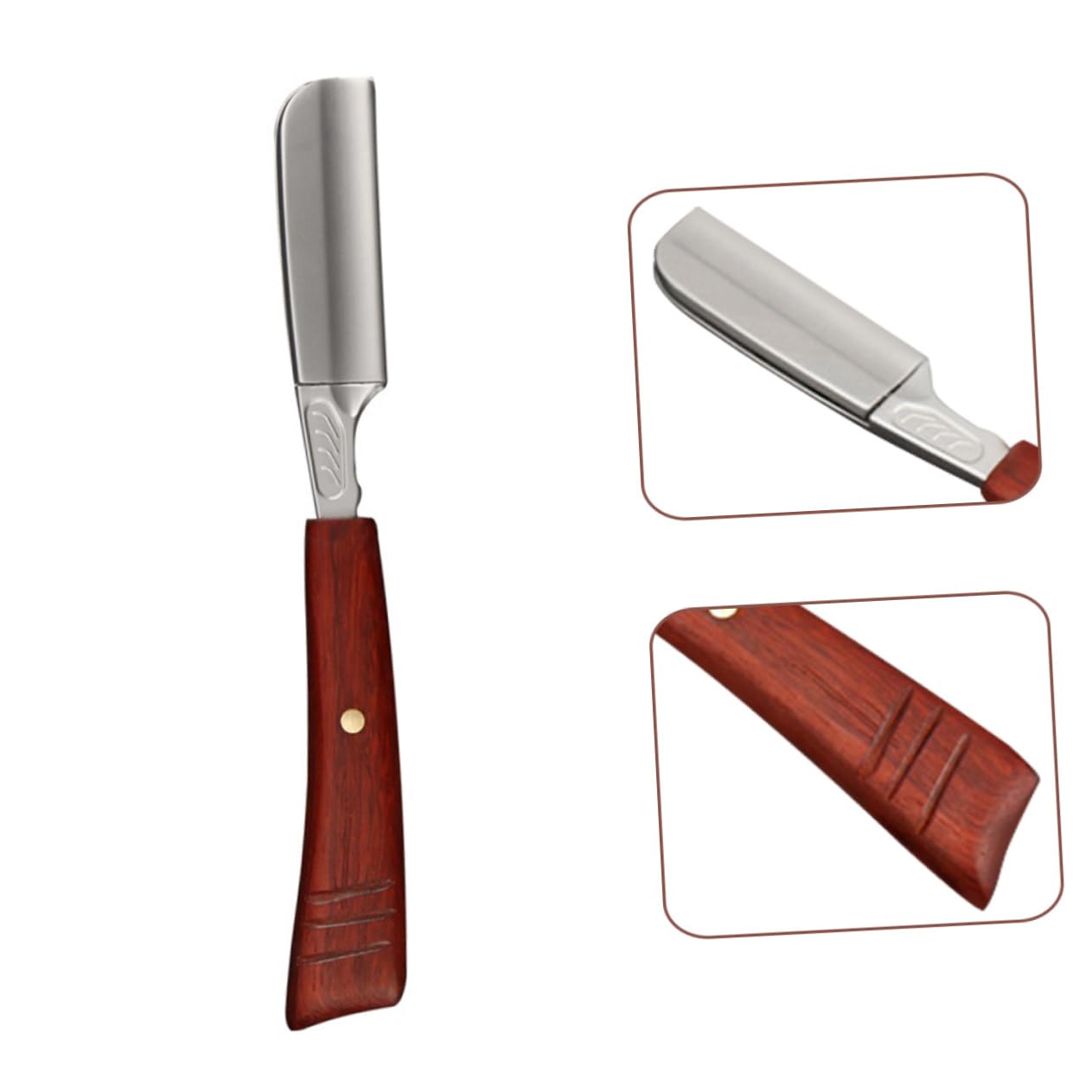 Maquinilla de Afeitar Manual para Vello Facial Masculino Mango de Madera