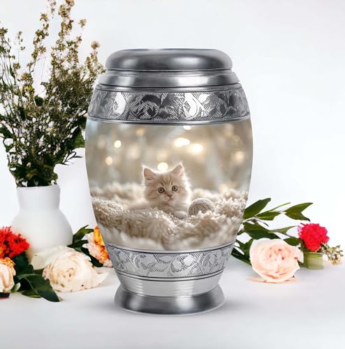 Image of Cat Cremation Urn - 10 Inch - Large Urns for Human Ashes Adult Male Memorial - Memorial Urns for Human Ashes Adult Female with Cats - Kitten Urn for Burial