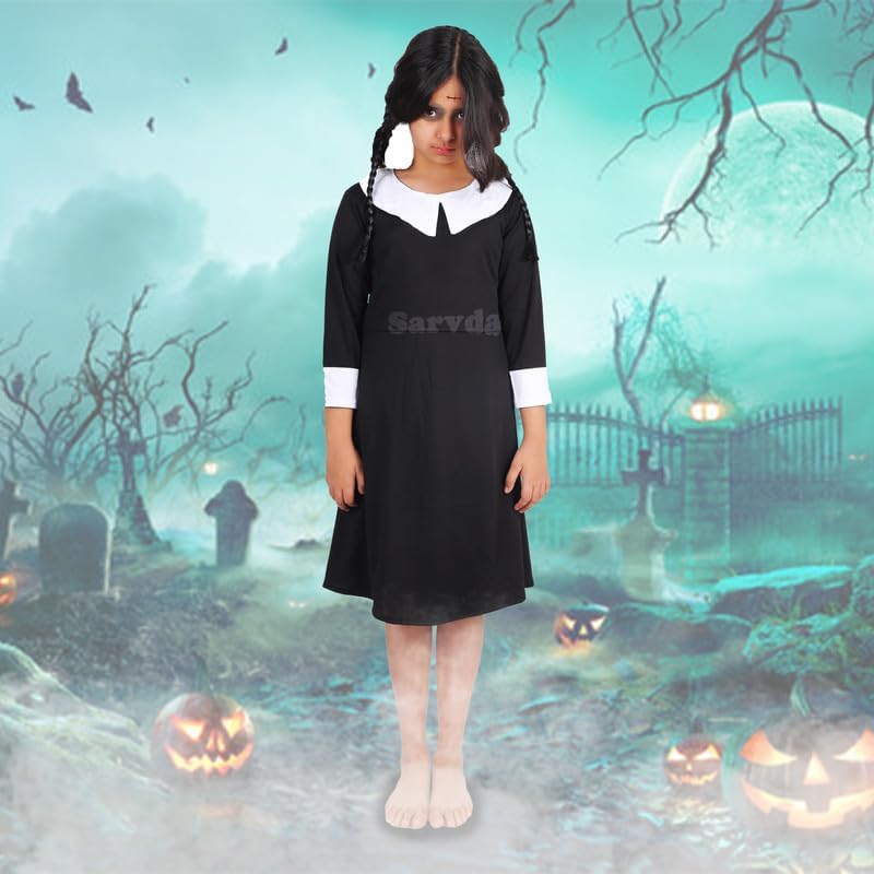 Image of Sarvda Halloween Dress | Costume and Accessories | For Girls and Boys | Haunted Horror Theme Party Vampire Witch Ghost Skeleton Draculla Pumpkin Scary Cosplay Dress