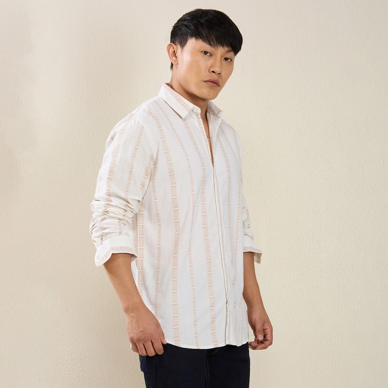 Image of Mens Striped Slim Fit Cotton Casual Shirt | Full Sleeves Mens Shirts | Stylish Shirt for Men