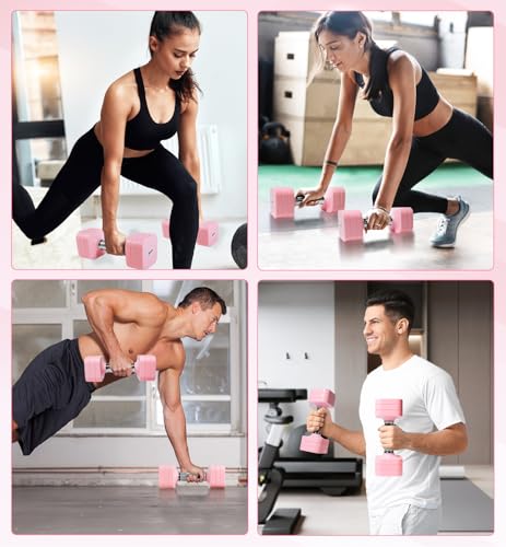 40 LB dumbbells Set 4 in 1 Adjustable Hand Weights Sets for Women Men Free Weights Dumbbell Set Adjust Dumbbell Weight Sets for Home Gym Exercise Workout Strength Training Equipments, Pink by Upspeed - Image 7