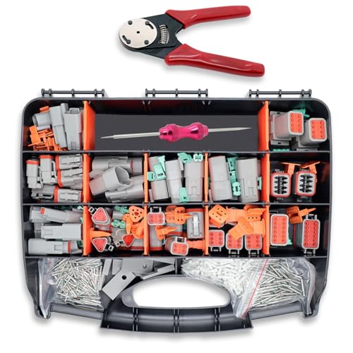 528pcs DT Deutsch Steckverbinder Kit 2/3/4/6/8/12 Pin Automotive-Elektrosteckverbinder mit Crimpzange & Pin-Entfernungswerkzeug IP67 Wasserdicht Für Auto Lkw Wohnmobil Boot