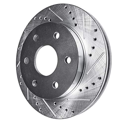 Image of Detroit Axle - Rear Brake Rotors for 2004-2007 Cadillac CTS 2005-2011 STS Drilled & Slotted Disc Brake Rotors Replacement : 14.37 inch inch Rear Rotor